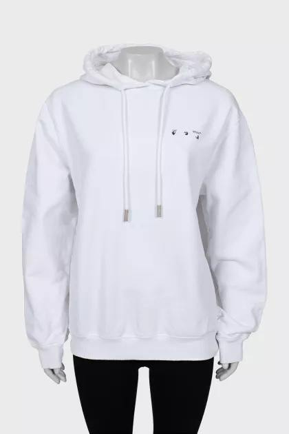 White hoodie with print on the back