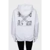 White hoodie with print on the back