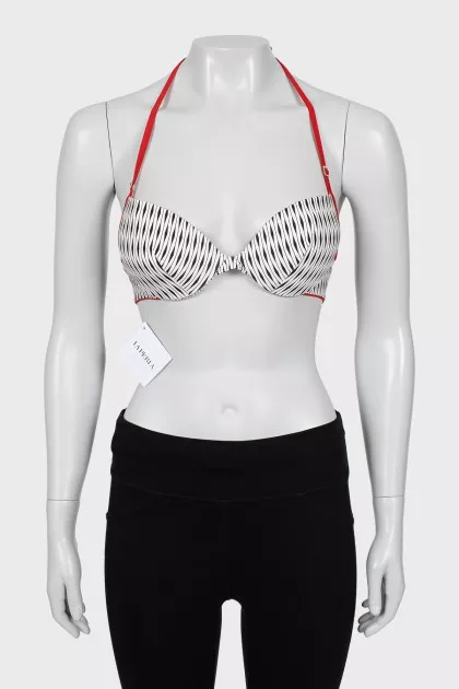 Striped swimsuit with tag