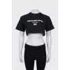 Cropped T-shirt with brand logo