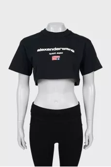 Cropped T-shirt with brand logo