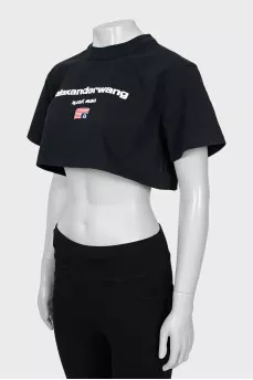 Cropped T-shirt with brand logo
