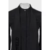 Blouse with branded ties and tag
