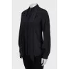 Blouse with branded ties and tag