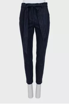 Striped wool and cashmere trousers