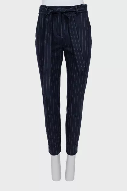 Striped wool and cashmere trousers