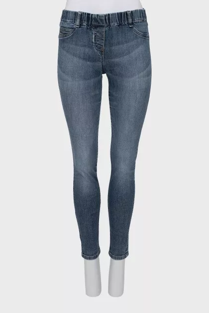Blue skinny fit jeans with elastic