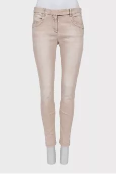 Beige low rise jeans