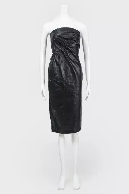 Leather black dress