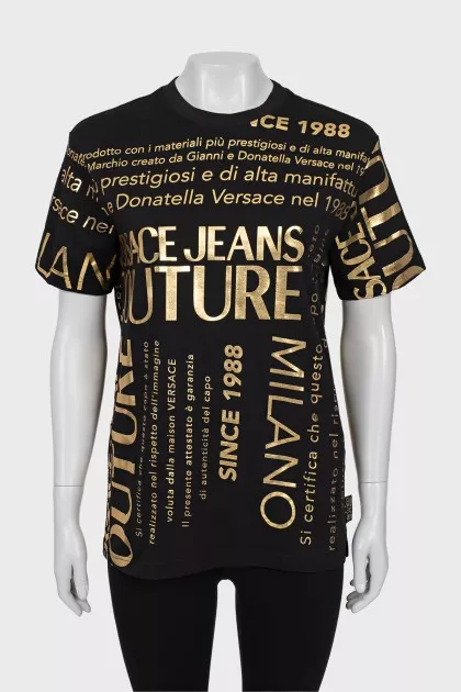 Black T-shirt with gold print