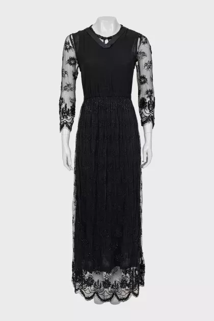 Beaded embroidery dress with tag