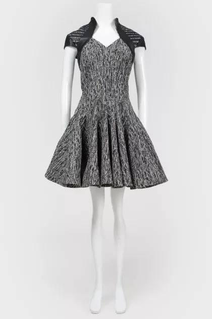 Gray dress with leather inserts
