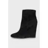 Suede ankle boots with wedge heels