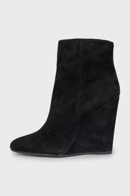 Suede ankle boots with wedge heels