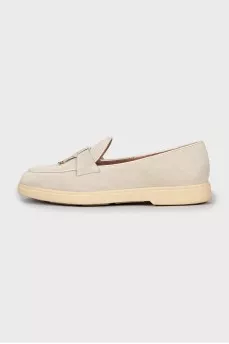 Grey suede loafers