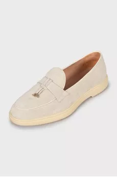 Grey suede loafers