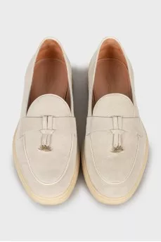 Grey suede loafers