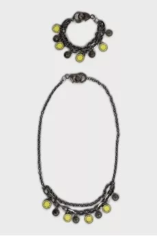 Necklace and bracelet set with enamel