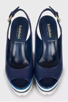 Blue striped print sandals