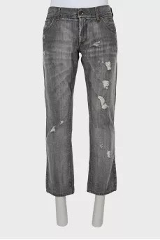 Men's ripped jeans gray