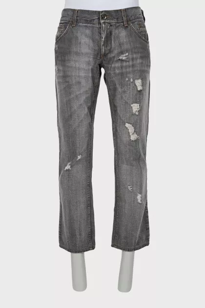 Men's ripped jeans gray