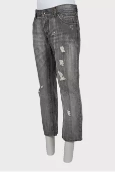 Men's ripped jeans gray