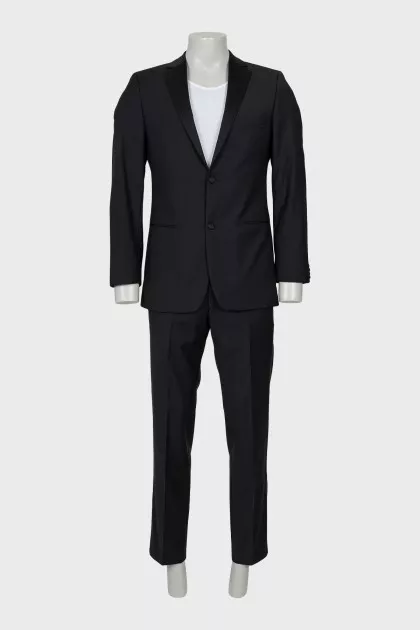 Men's black wool suit