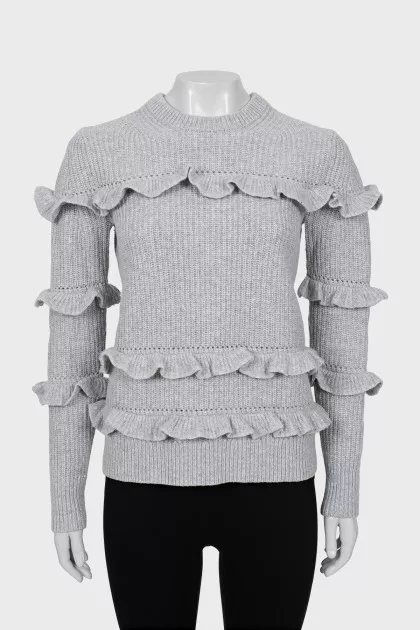 Knitted sweater in gray color