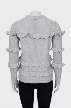 Knitted sweater in gray color