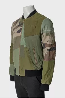 Men's military print bomber jacket with tag