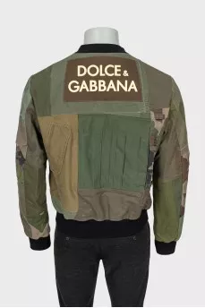 Men's military print bomber jacket with tag