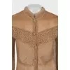 Brown suit with leather elements