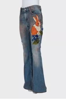 Flared jeans with embroidery