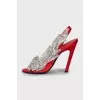 Sandals with a beveled heel and sequins