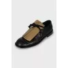 Leather shoes with gold fringe