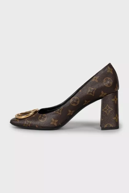 Shoes decorated with the company logo