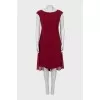 Red dress with gathers at the front