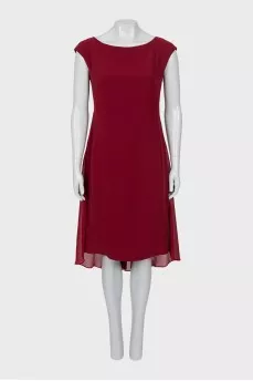 Red dress with gathers at the front
