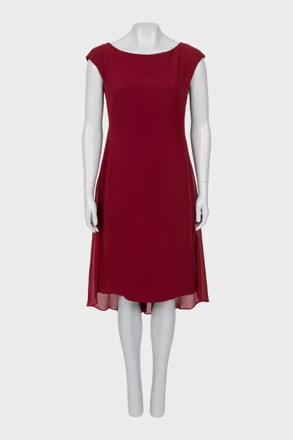 Red dress with gathers at the front