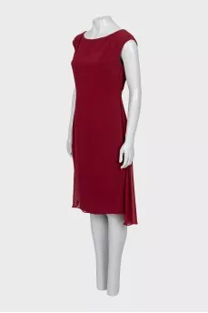 Red dress with gathers at the front