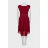 Red dress with gathers at the front