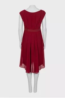 Red dress with gathers at the front