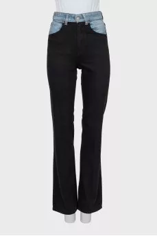 Straight cut combination jeans