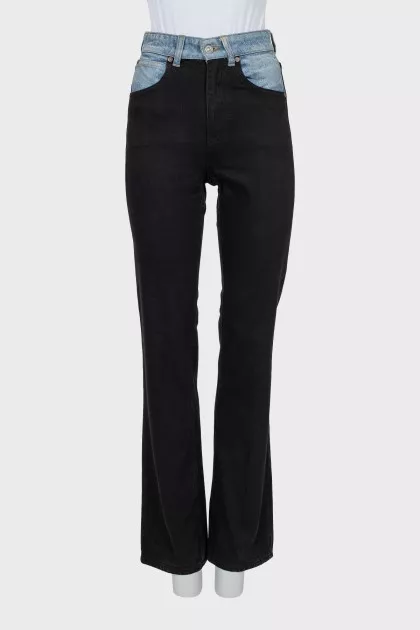 Straight cut combination jeans