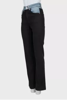 Straight cut combination jeans