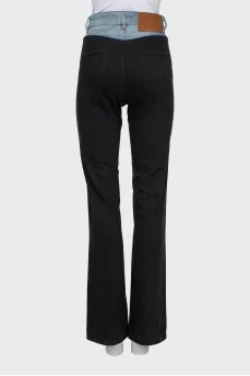 Straight cut combination jeans
