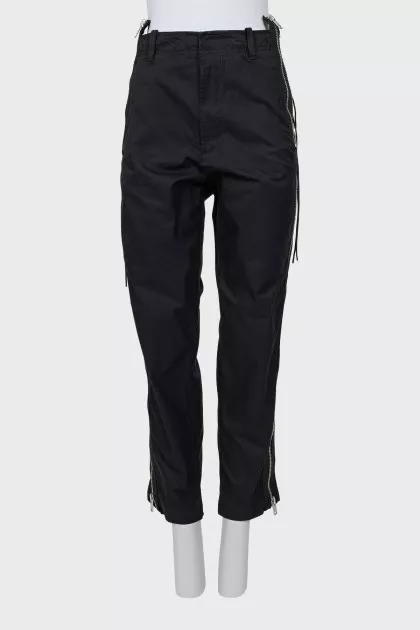 Men's trousers with zippers and lacing