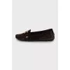 Suede loafers with gold decor
