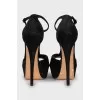 Black suede high heel sandals