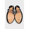 Black suede high heel sandals